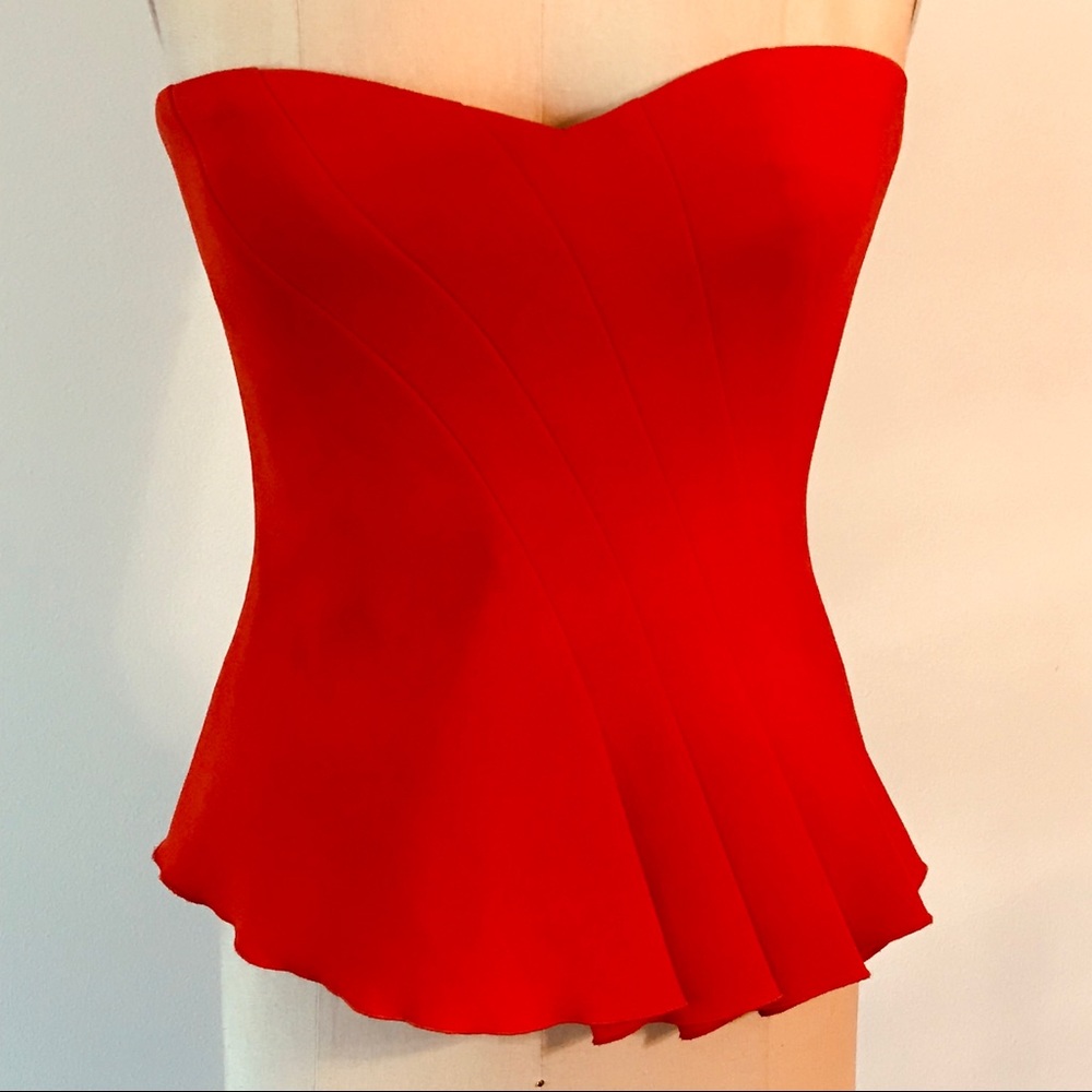 Trina Turk Red Strapless Bustier Size 2